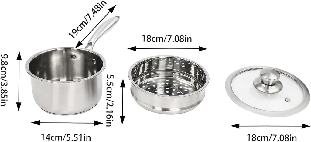 2-Layer Stainless Steel Steamer Pot with Transparent Lid E943438