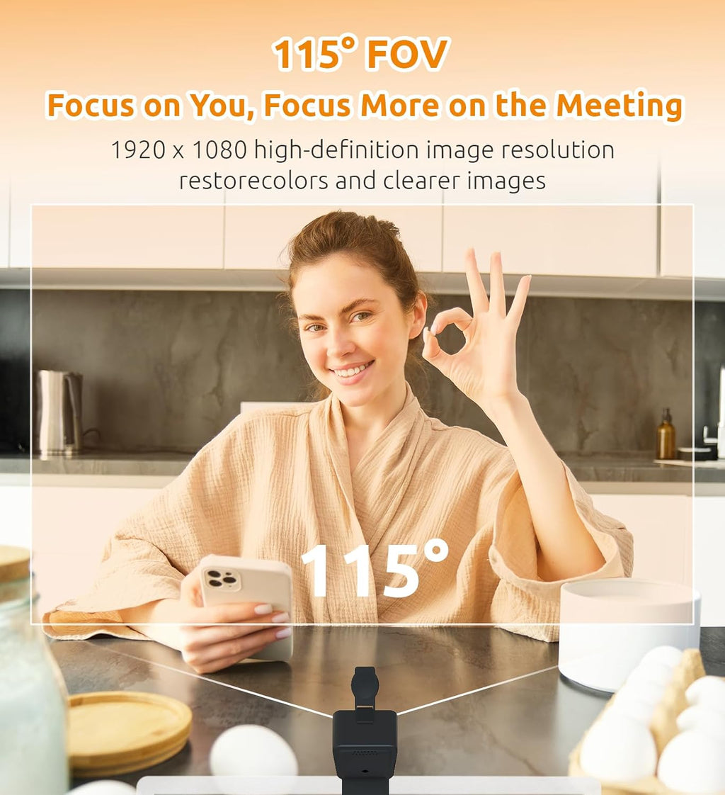 Webcam with Microphone, 115° View, USB V4774