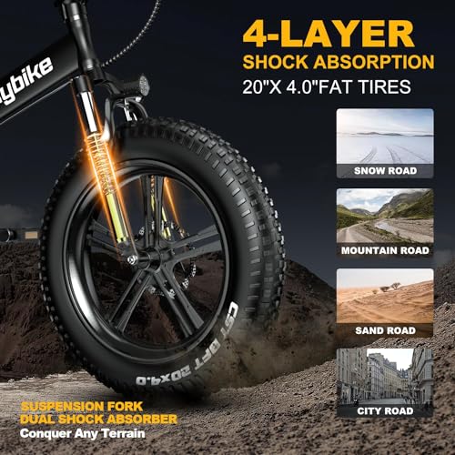20" Fat Tire 48V 20AH Battery 7-Speed Folding Electric Bike P16873