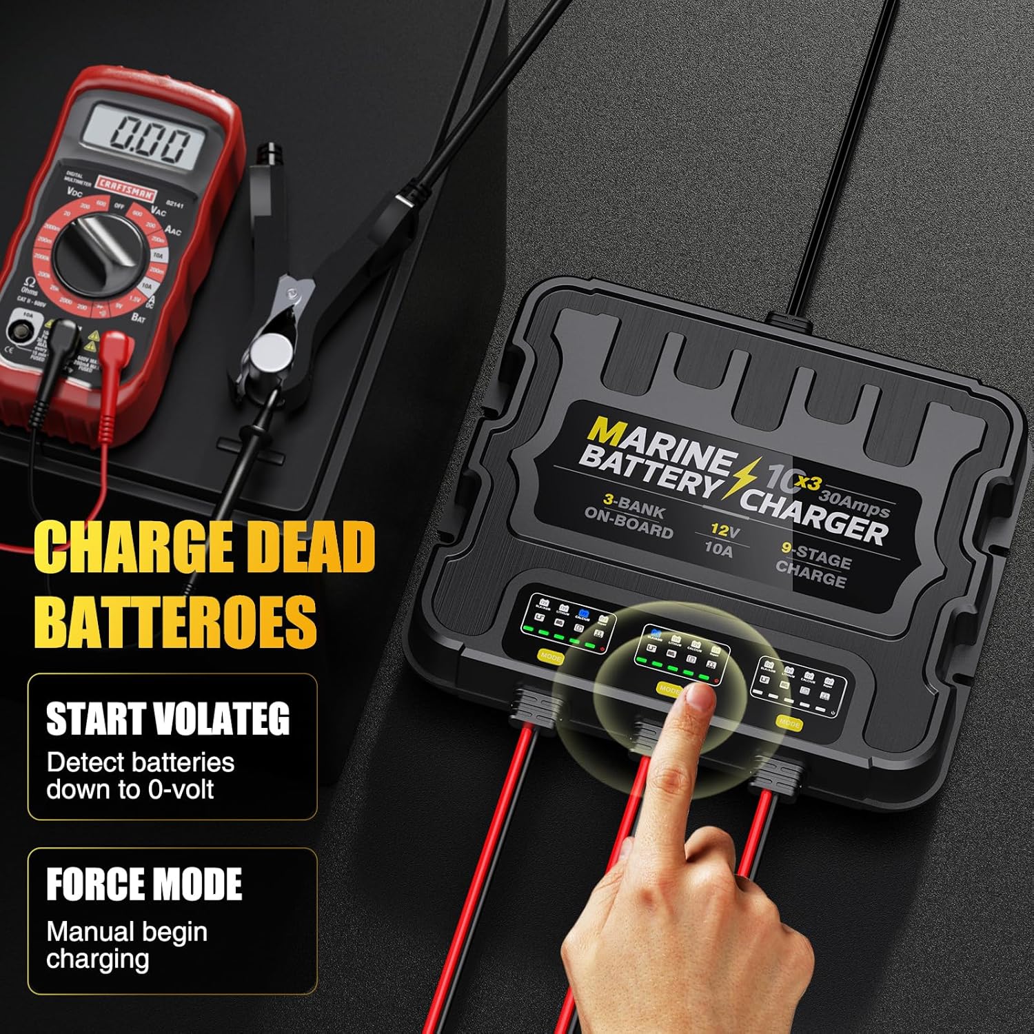 12V 30A Smart Waterproof Onboard Boat Battery Charger J445241