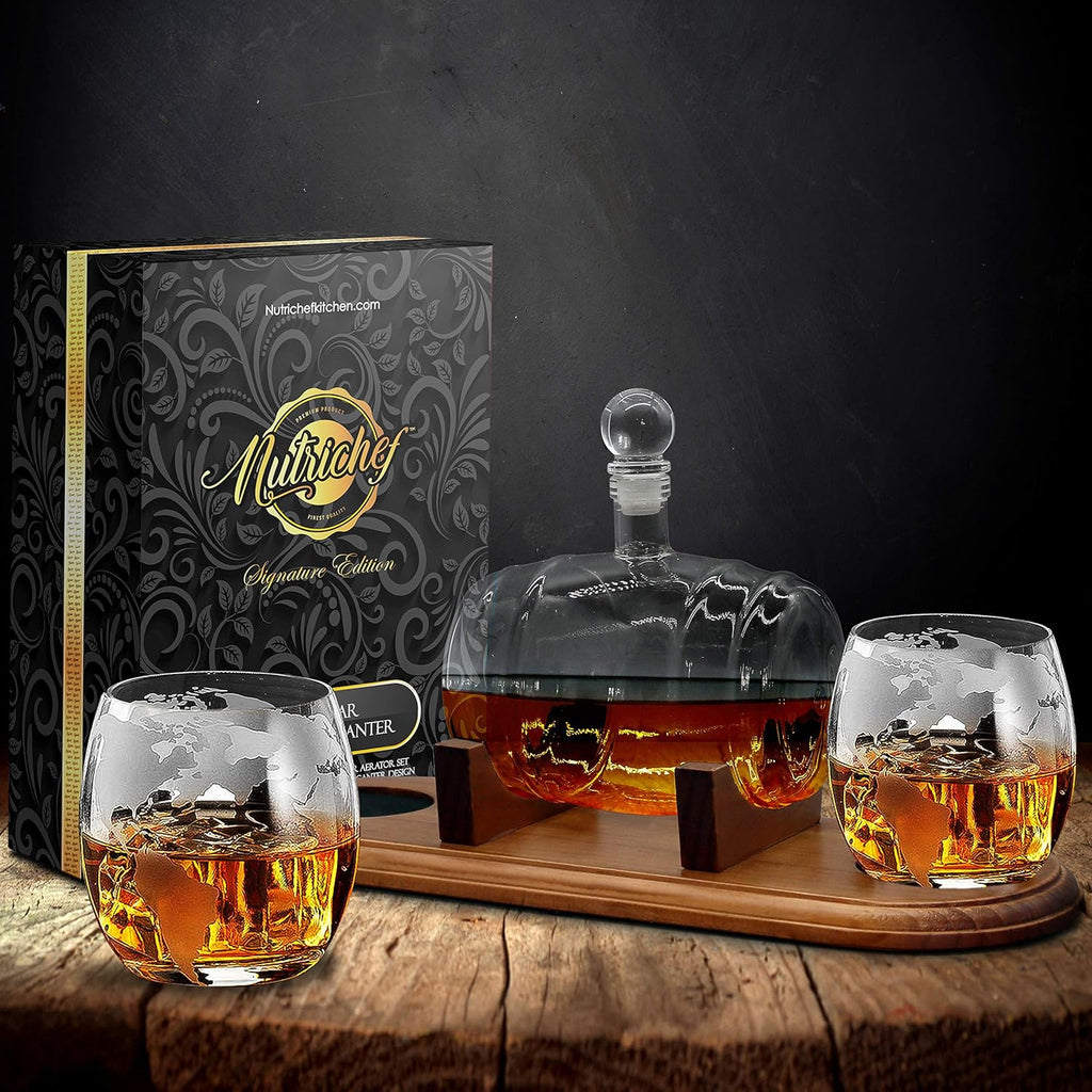Brown Glass Whiskey Carafe with Stopper and Base R2205
