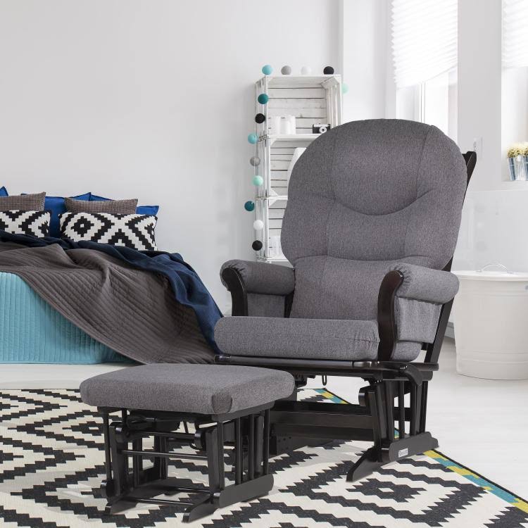 Light Grey Fabric Sleigh Glider and Nursing Ottoman Combo B21906