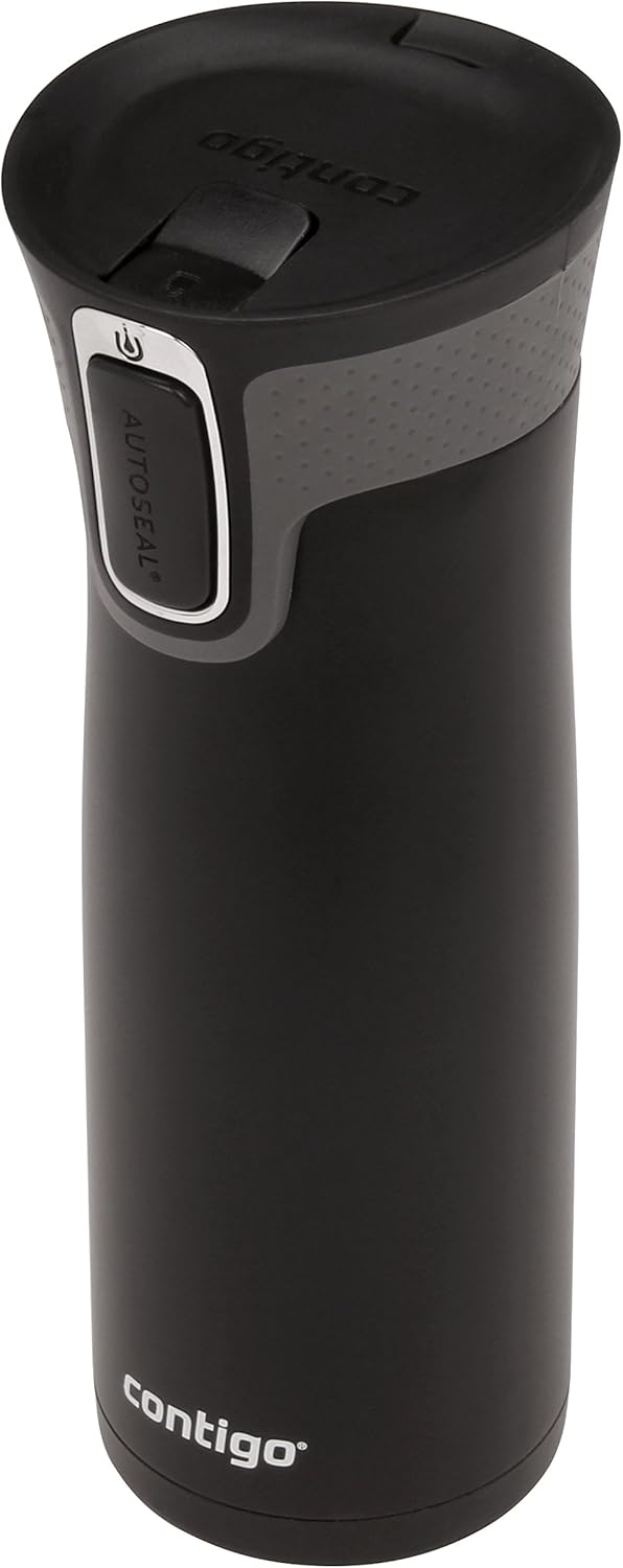 20oz Stainless Steel Vacuum Travel Mugs with Spill-Proof Lids, Chard and Matte Black H367922