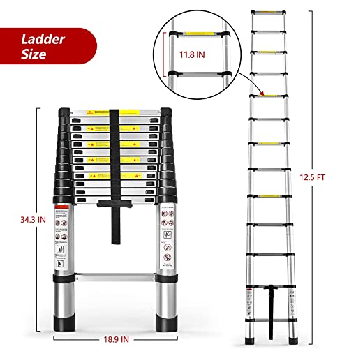 12.5 FT Telescoping Aluminum Ladder 330 LBS O884