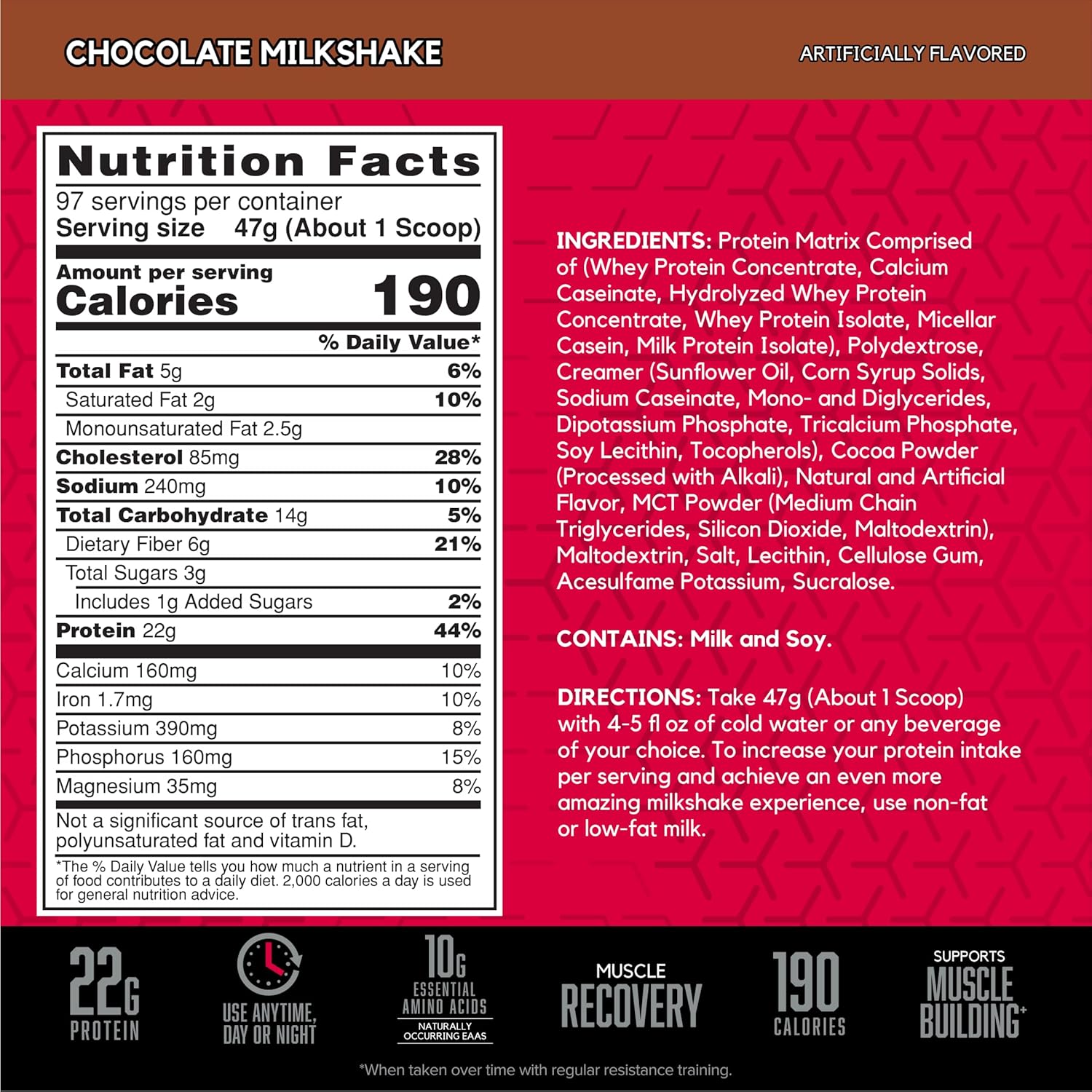 Chocolate Milk Whey Protein Powder, 97 Servings P5486