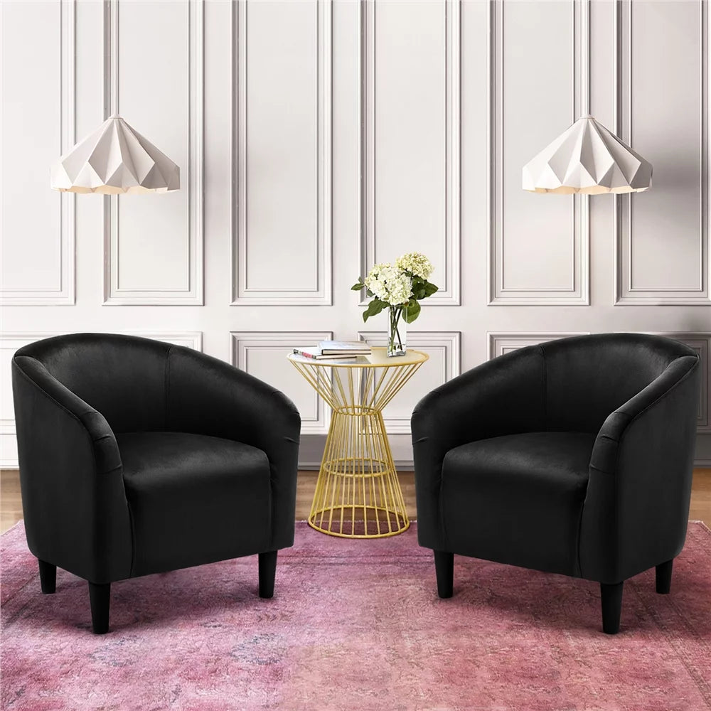 Black Velvet Barrel Accent Chair M685128
