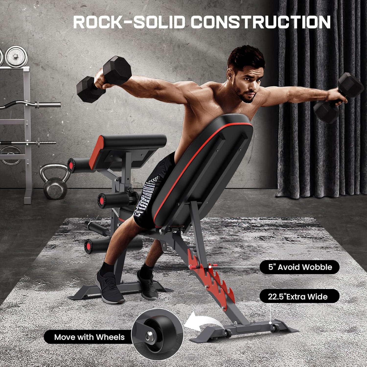 800lbs Load Adjustable Weight Bench with Leg Extension and Preacher Pad H757169