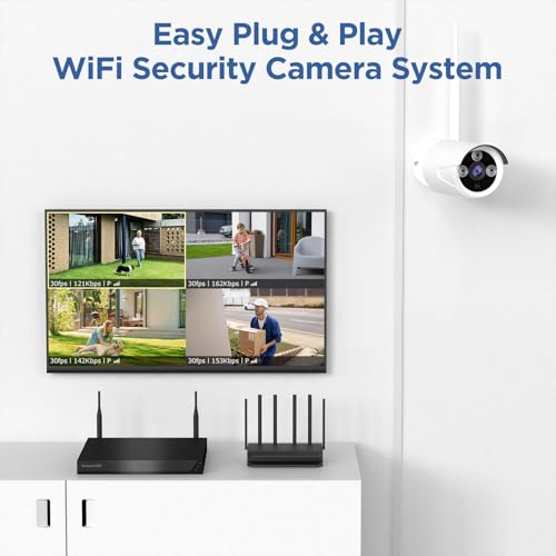 10CH 5MP NVR with 4 3MP Cameras, 1TB HDD, Night Vision, Motion Detection, Indoor/Outdoor Video Surveillance R197248