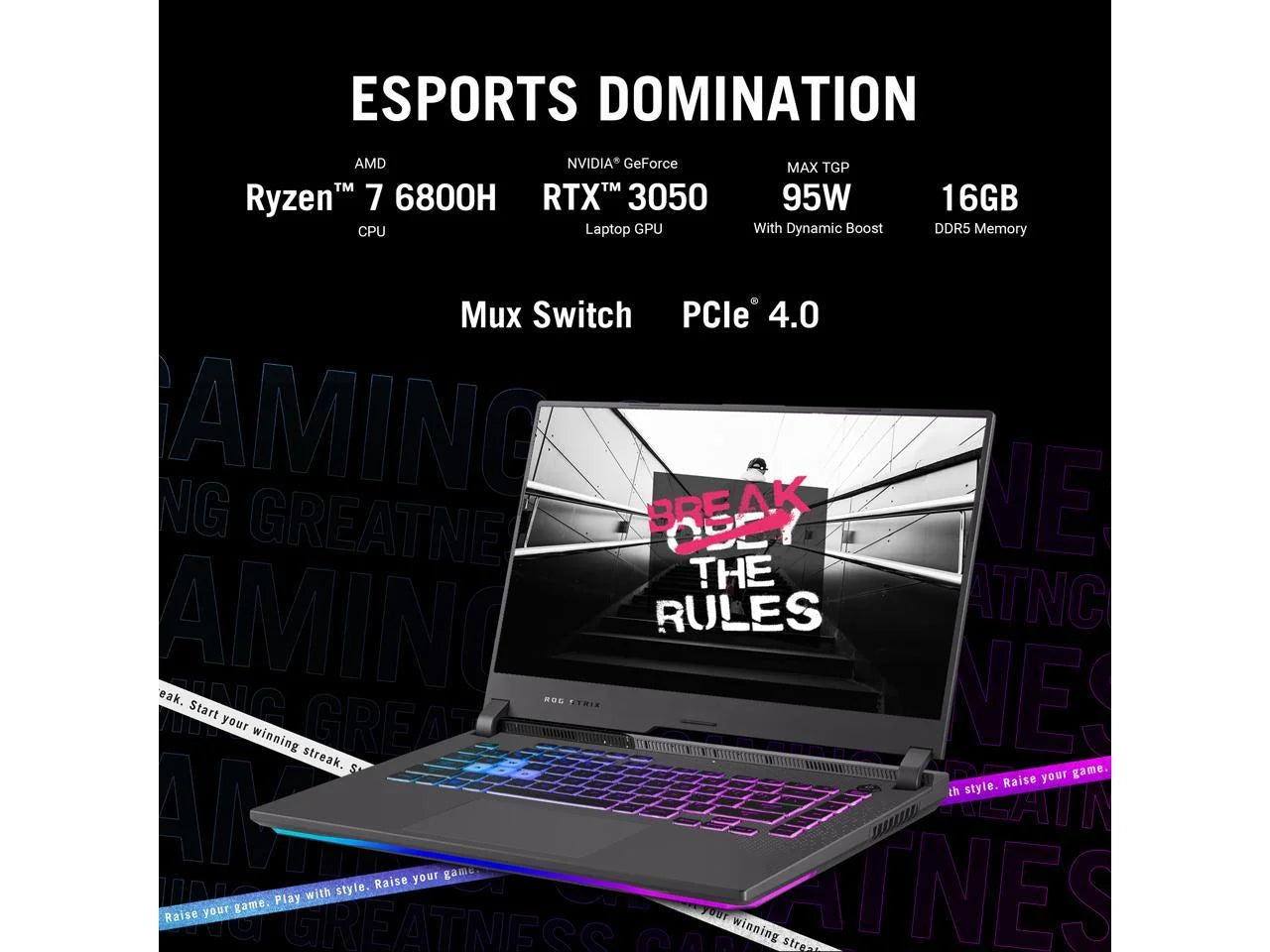 15.6" FHD 144Hz Gaming Laptop, GeForce RTX 3050, AMD Ryzen 7 6800HS, 16GB DDR5, 512GB PCIe SSD L9917