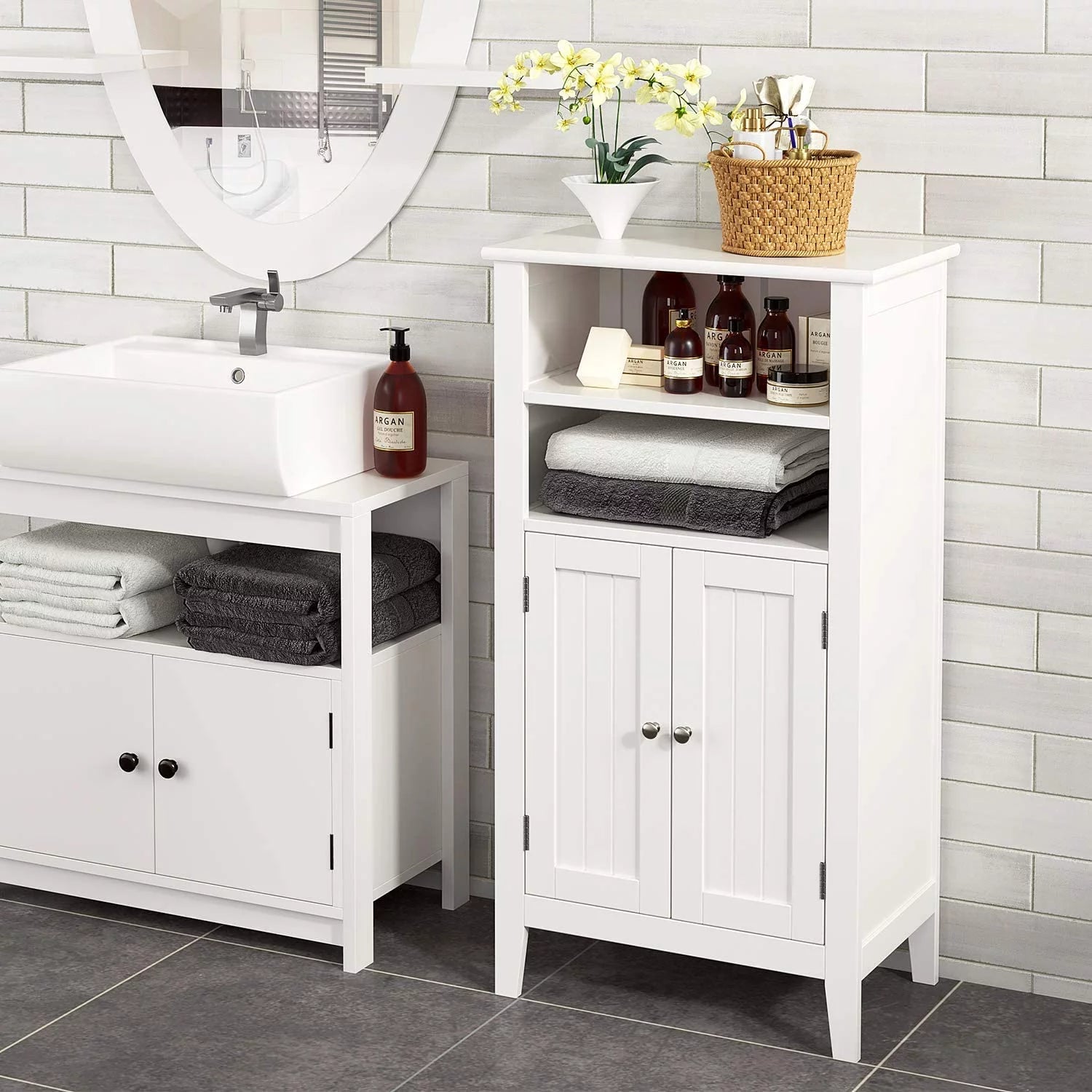 White 2 Door Wood Storage Cabinet M599