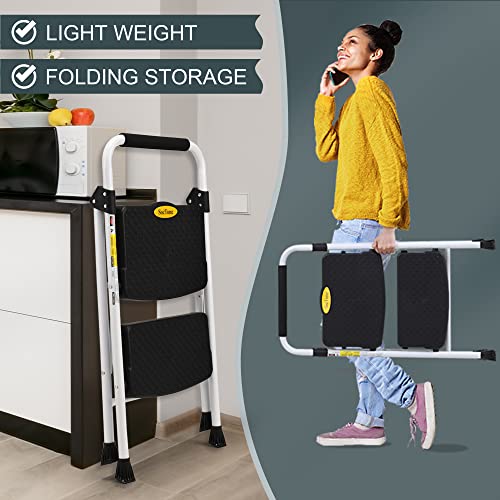 White 3 Step Folding Steel Ladder F1280