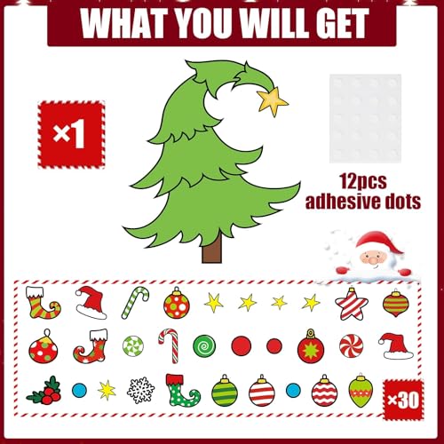 Felt Christmas Tree Ornaments Wall Hanging Xmas Tree Crafts Kit 30 Ornaments 3.12 FT A69845