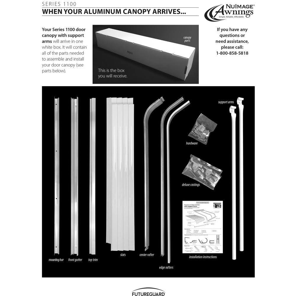 5 ft. Aluminum Door Canopy in White H60162