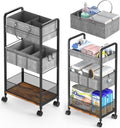 3-Tier Rolling Metal Diaper Cart with Dividers T246518