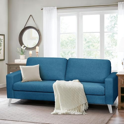Navy Blue Faux Leather 79" Wide Sofa E5576