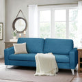 Navy Blue Faux Leather 79" Wide Sofa E5576