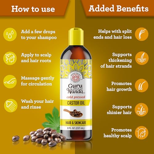 8 Fl oz 100% Pure Cold Pressed Castor Oil T7003