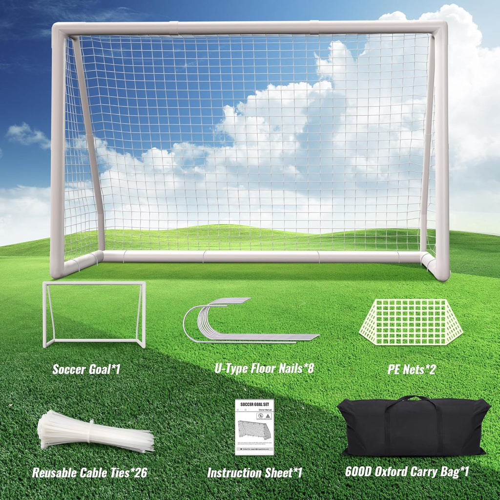8x5ft Weatherproof PVC Soccer Goal with Carry Bag Z32537