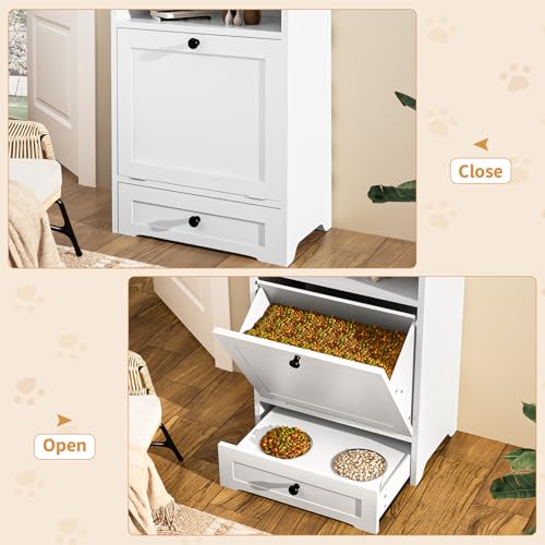 Brown Pet Food Cabinet with 2 Raised Dog Bowls Z672596