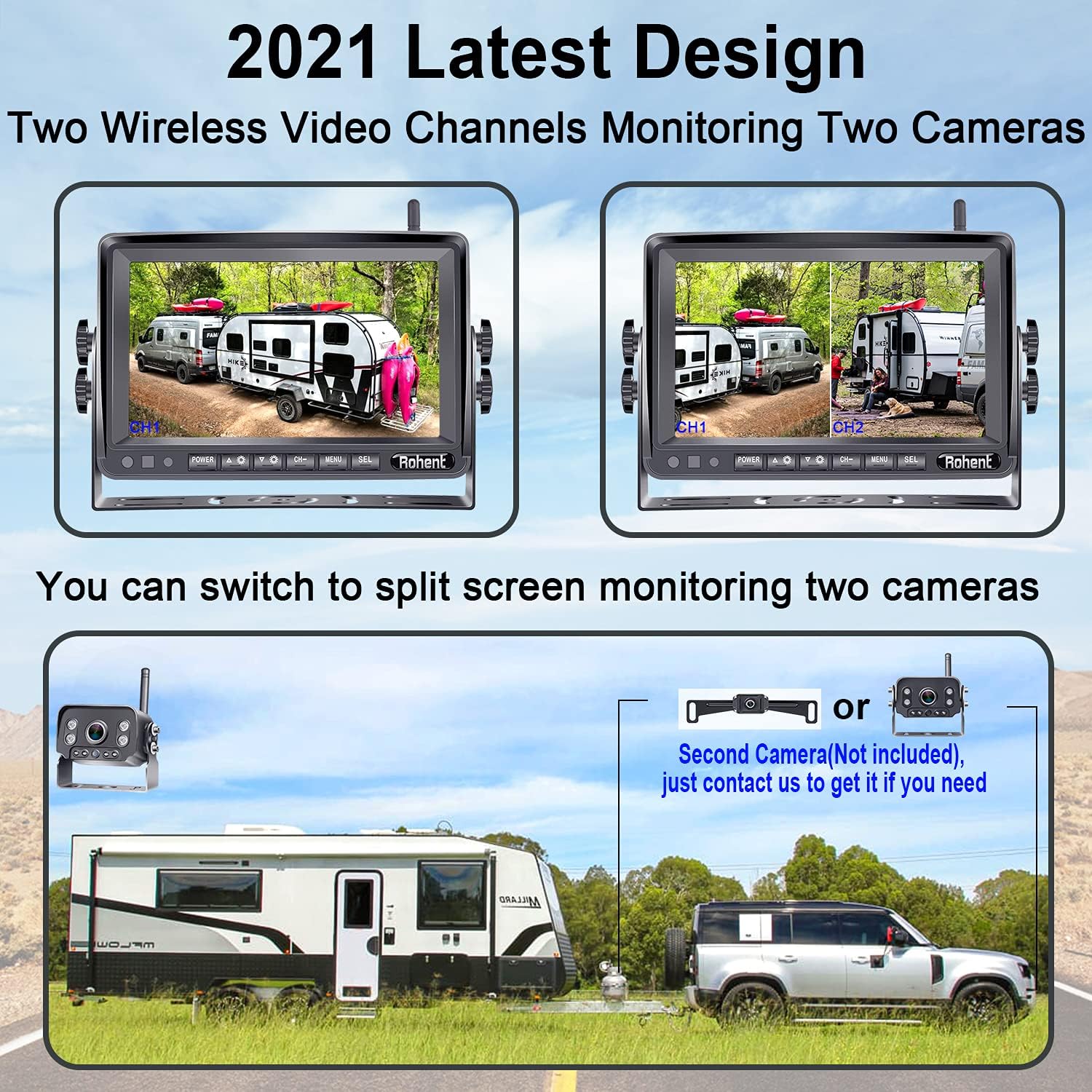 7 Inch HD 1080P Wireless Backup Camera with DVR Monitor H48292