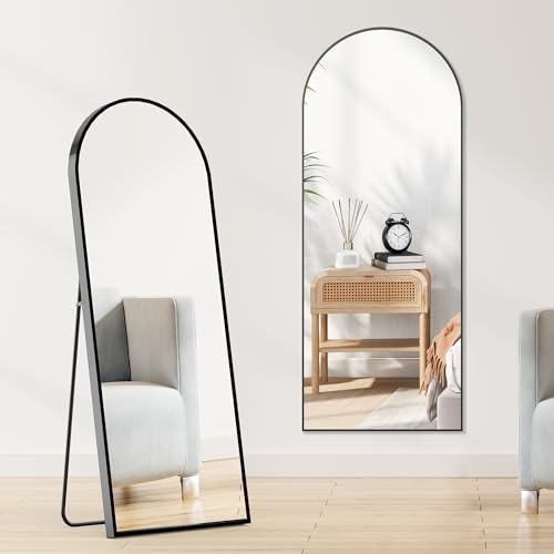 64"x21" Arched Full Length Mirror with Aluminum Alloy Thin Frame R4465