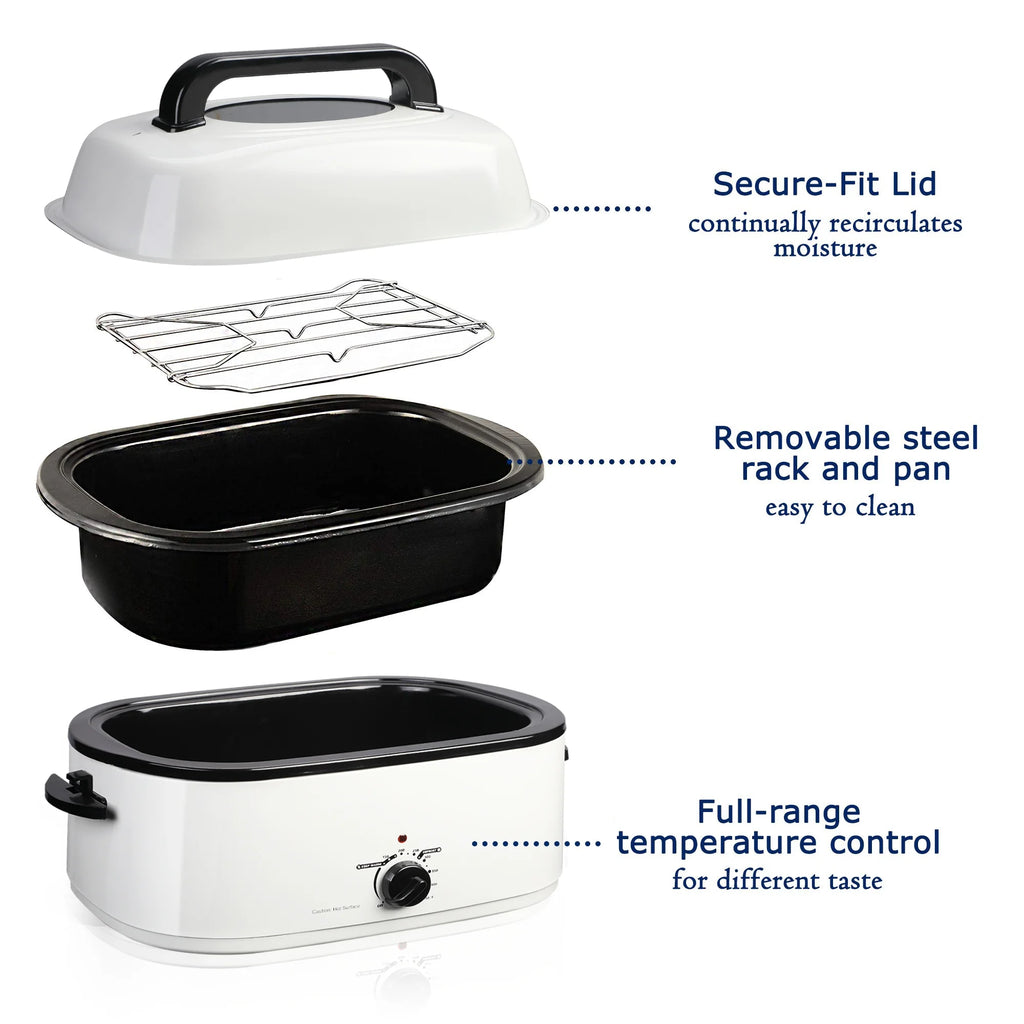 White 26 Quart Stainless Steel Electric Roaster Oven U627667