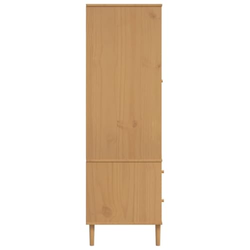 Solid Wood Pine Wardrobe with Rattan Look K2295