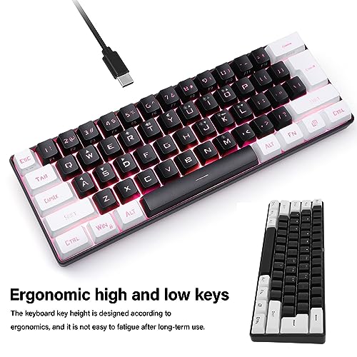 Wired Compact Mechanical Gaming Keyboard 61 Keys RGB LED Backlight U31275