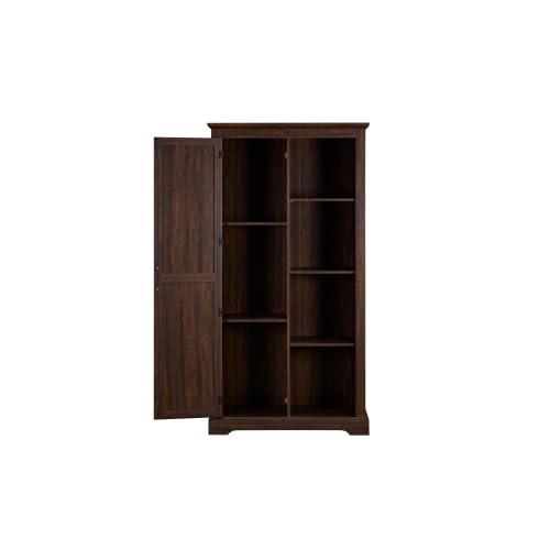 Espresso Tall Storage Cabinet with Sliding Door P804