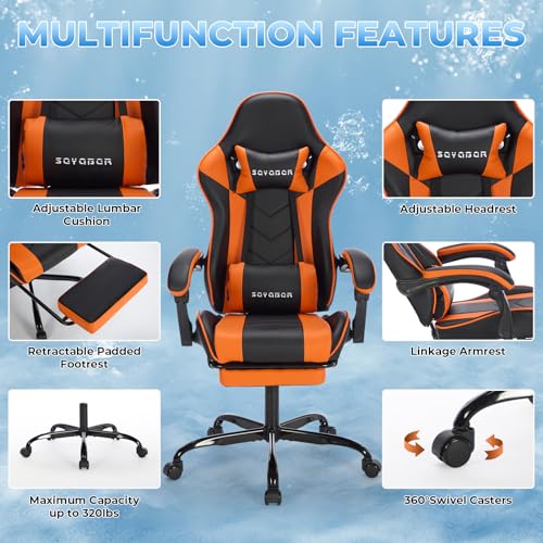 Ergonomic Gaming Chair with Footrest and Massage N92344