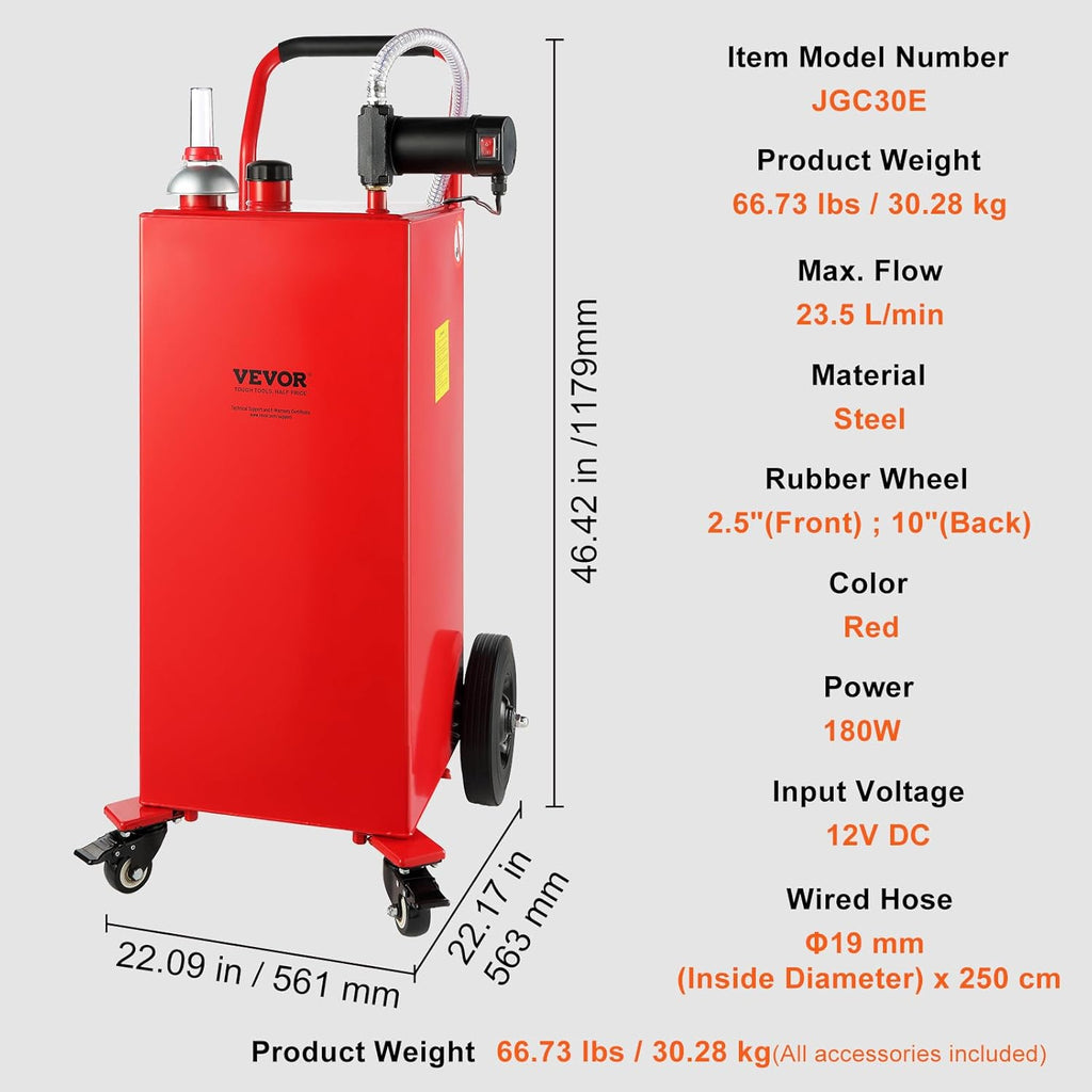 30 Gallon Fuel Caddy with Electric Pump Wheels D7318