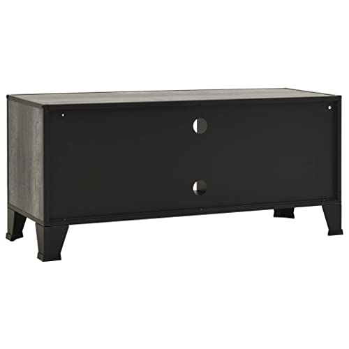 Gray Metal and MDF TV Stand with Mesh Doors and Shelf O4141