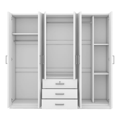 White 6-Doors Wooden Wardrobe N75560