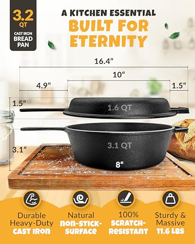3.2QT Rectangular Cast Iron Dutch Oven with Lid I410613