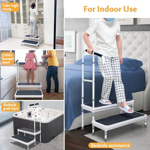 Medical Step Stool with Handle Adjustable Step Platform Z7922