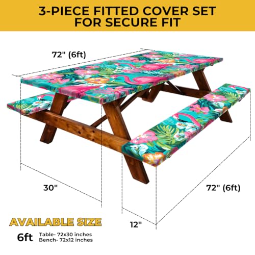 72x30 Inches 4Pcs Waterproof Polyester Picnic Table Cover with Carrying Bag J813741