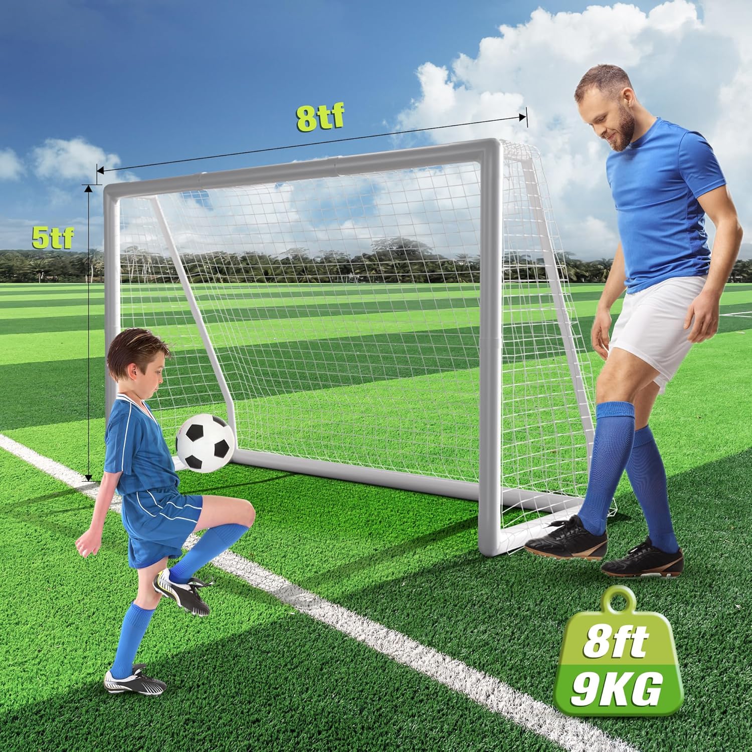 8x5ft Weatherproof PVC Soccer Goal with Carry Bag Z32537
