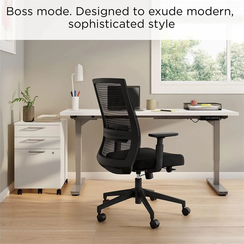 Black Fabric Mesh Swivel Task Chair, 2/Pack F152831