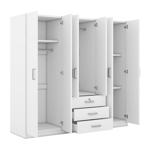 White 6-Doors Wooden Wardrobe N75560