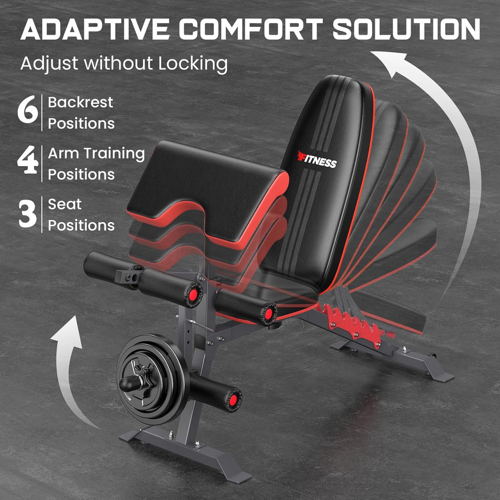 800lbs Load Adjustable Weight Bench with Leg Extension and Preacher Pad H757169