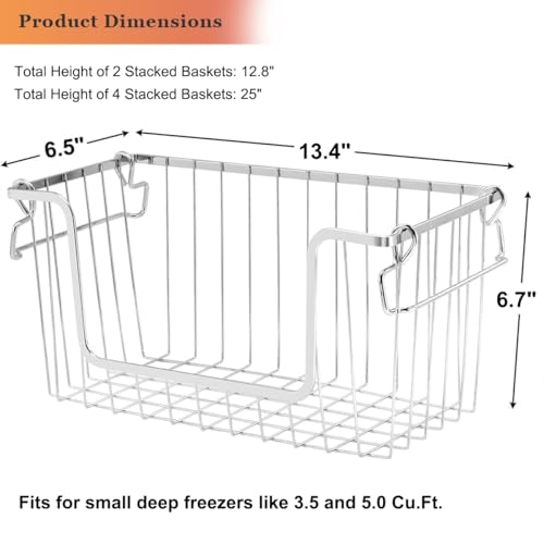 Set of 4 Stackable Metal Wire Freezer Bins with Foldable Handles K99687