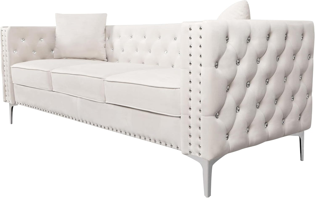 Beige Velvet Sofa and Loveseat Set S5592