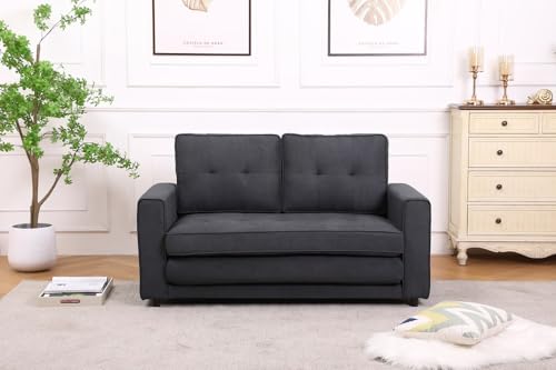 Dark Gray Upholstered Convertible Futon Sofa Bed D4639