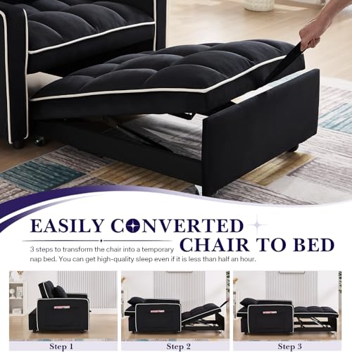 Beige Velvet Convertible Sleeper Chair Bed R9772