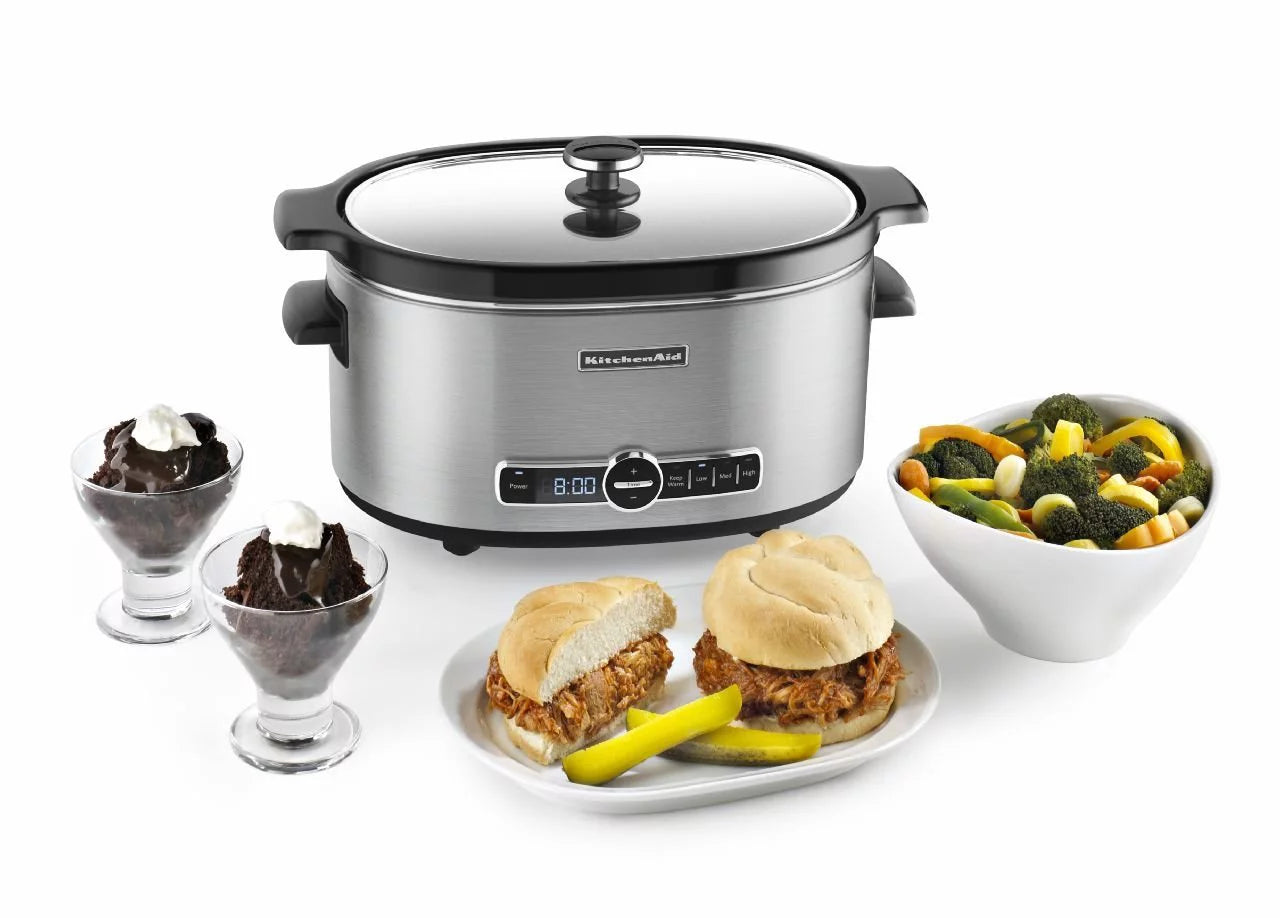 6-Quart Stainless Steel Slow Cooker with Glass Lid O416