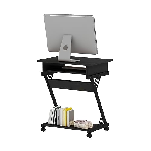 Brown Rolling Computer Desk with Keyboard Tray B18346