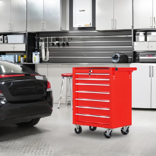 Black 7-Drawer Rolling Steel Tool Chest with Wheels F260996
