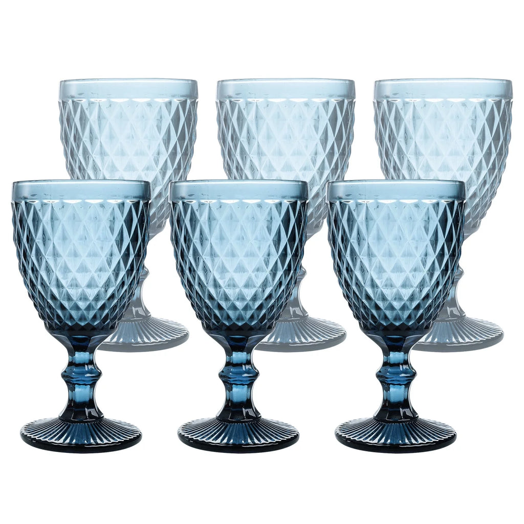 6pcs Blue Glass Goblet Wine Goblet 8 oz B790
