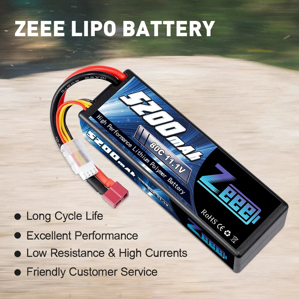 11.1V 80C 5200mAh 3S Lipo Battery with Deans Connector Hardcase (2 Packs) G2193