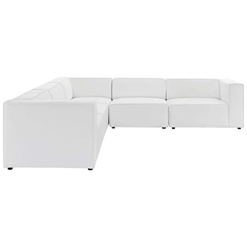 White Vegan Leather 5-Piece Sectional Sofa L843591
